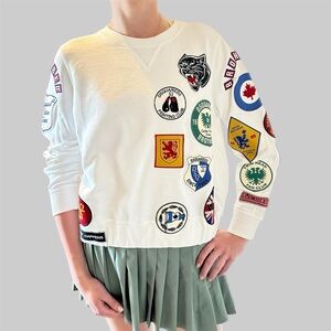DSQUARED2 Women's White Sweatshirt with Patches Unique🌸